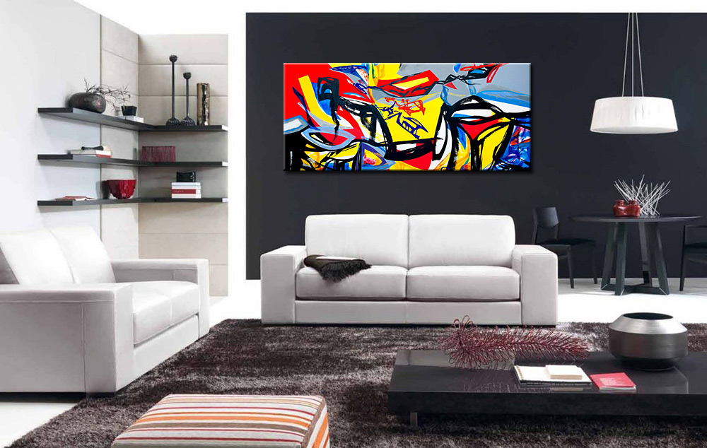 Abstract schilderij Expressie in Kleur 160x70cm - Afbeelding 4