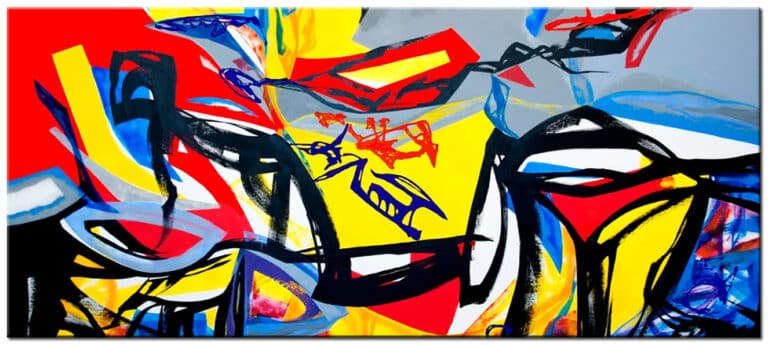 Abstract schilderij Expressie in Kleur groot kleurrijk formaat