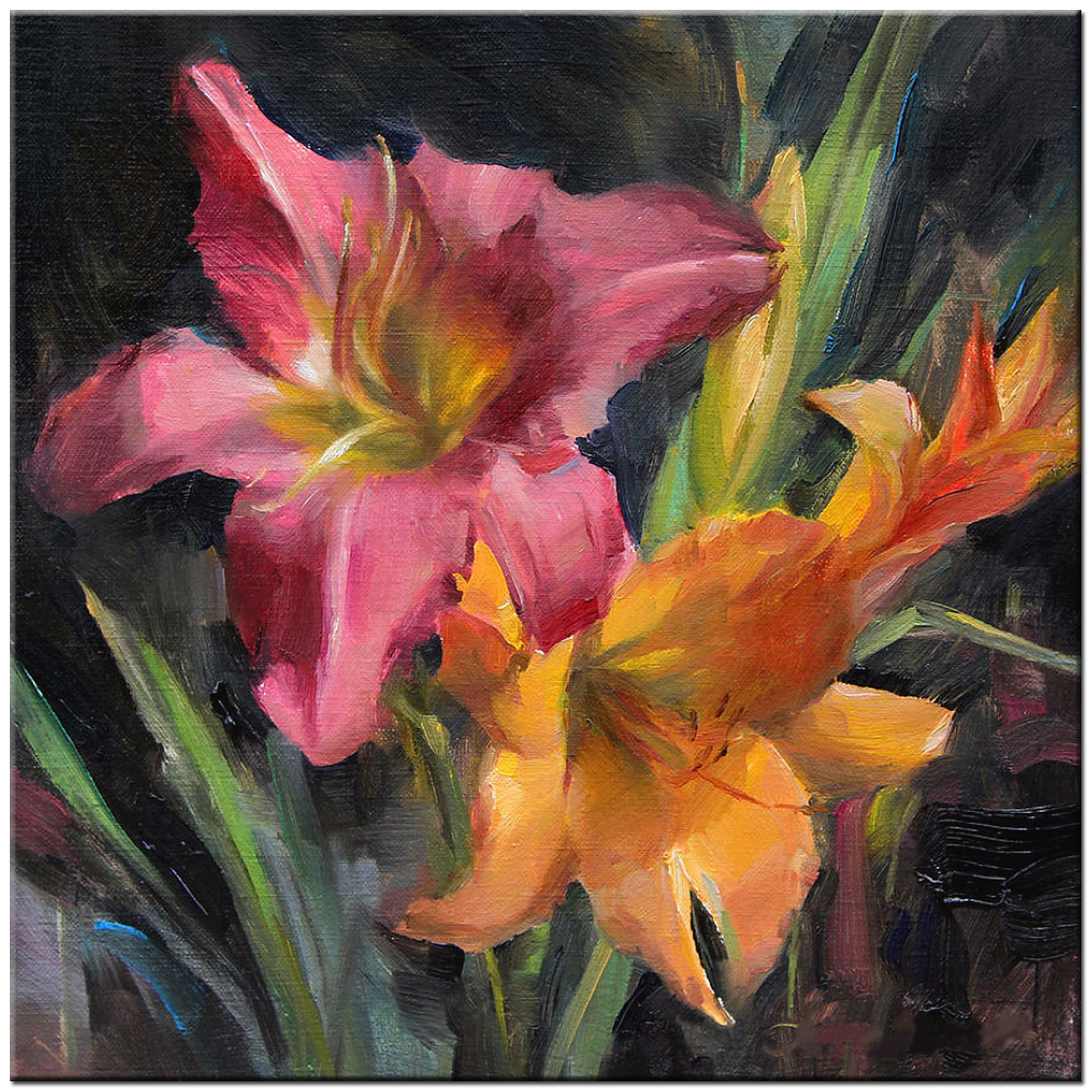 Bloemen schilderij Lelies in Bloei