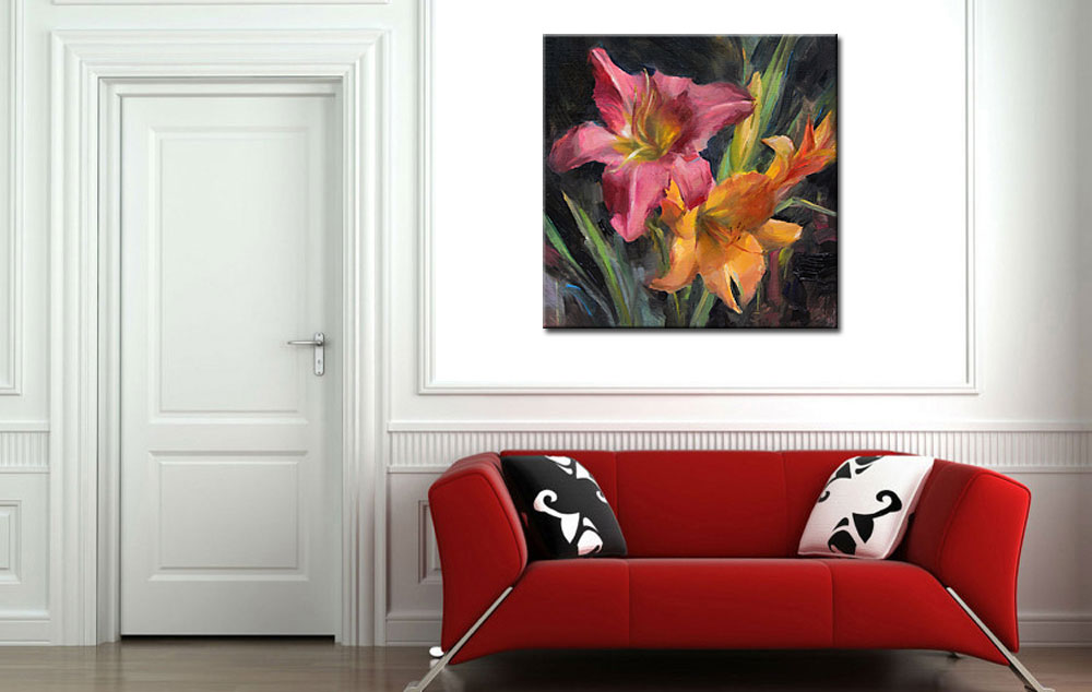 Bloemen schilderij Lelies in Bloei - Afbeelding 2