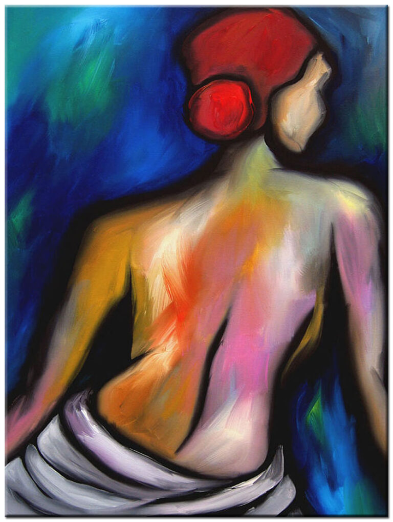 Erotisch schilderij Vrouw in kleur