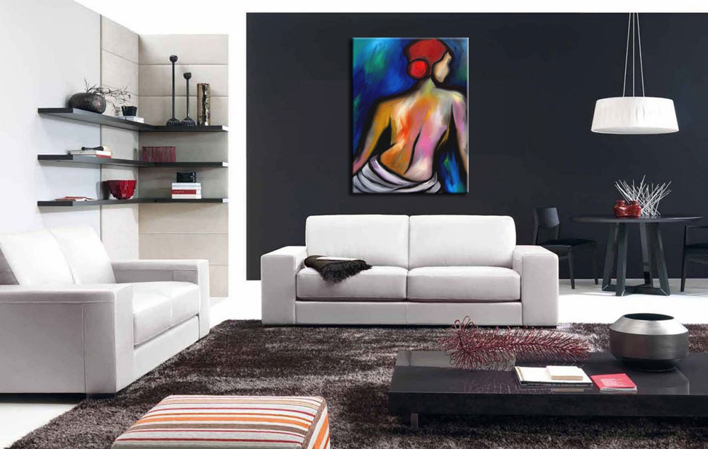 Erotisch schilderij Vrouw in kleur 90x120cm - Afbeelding 4