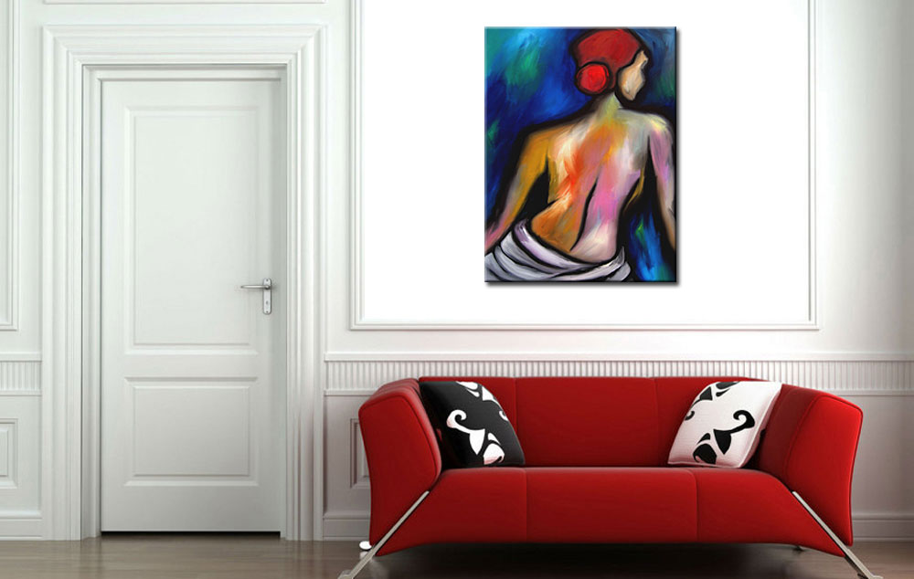 Erotisch schilderij Vrouw in kleur 90x120cm - Afbeelding 3