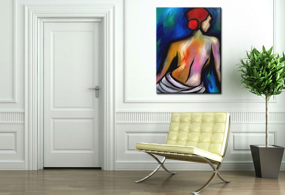 Erotisch schilderij Vrouw in kleur 90x120cm - Afbeelding 2