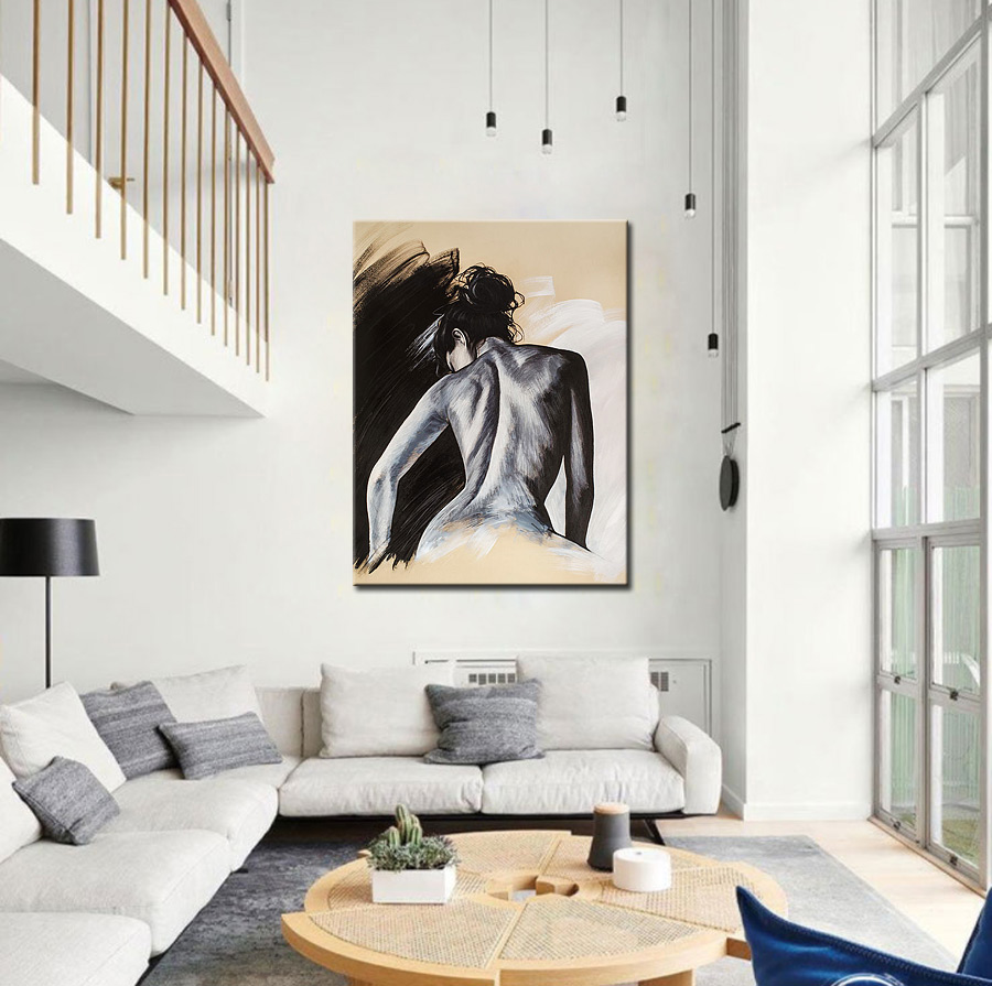 Erotisch schilderij Sensuele Ruglijn 90x120cm - Afbeelding 2