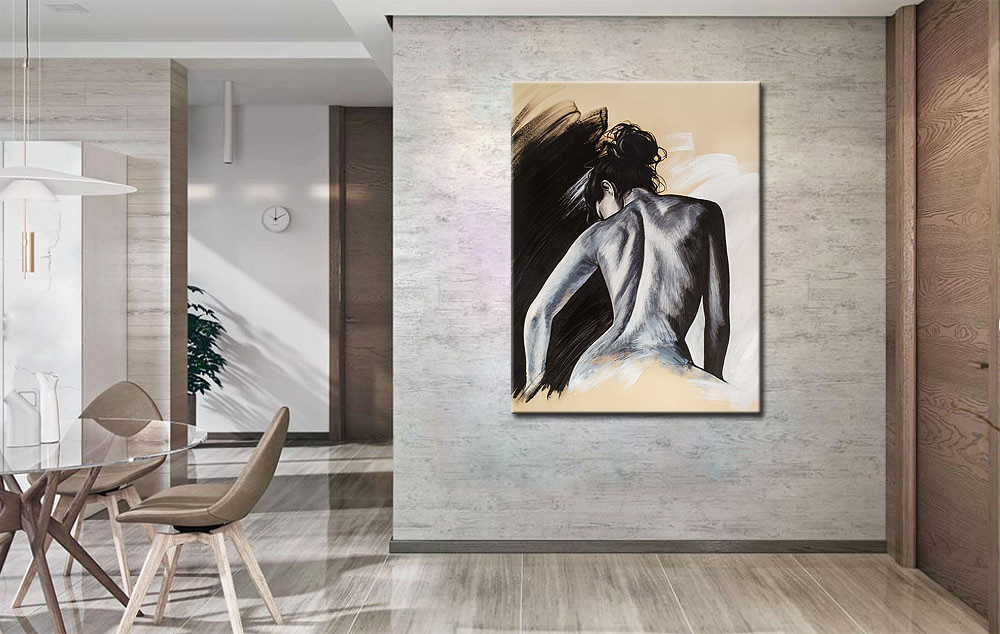 Erotisch schilderij Sensuele Ruglijn 90x120cm - Afbeelding 3