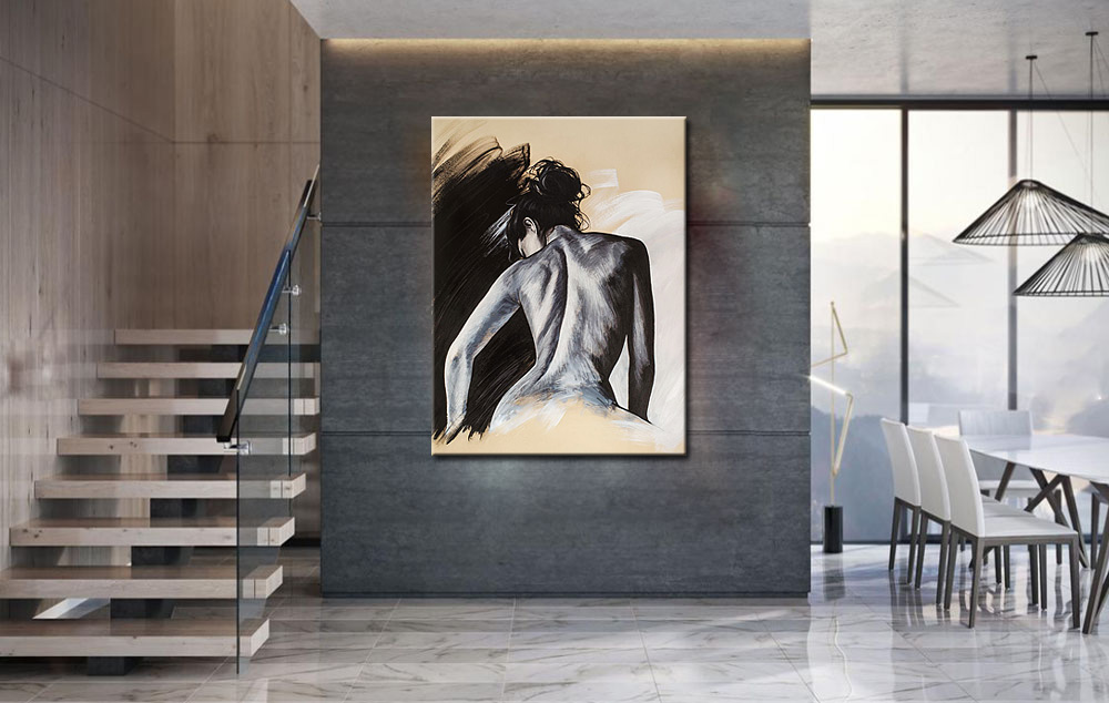 Erotisch schilderij Sensuele Ruglijn 90x120cm - Afbeelding 4