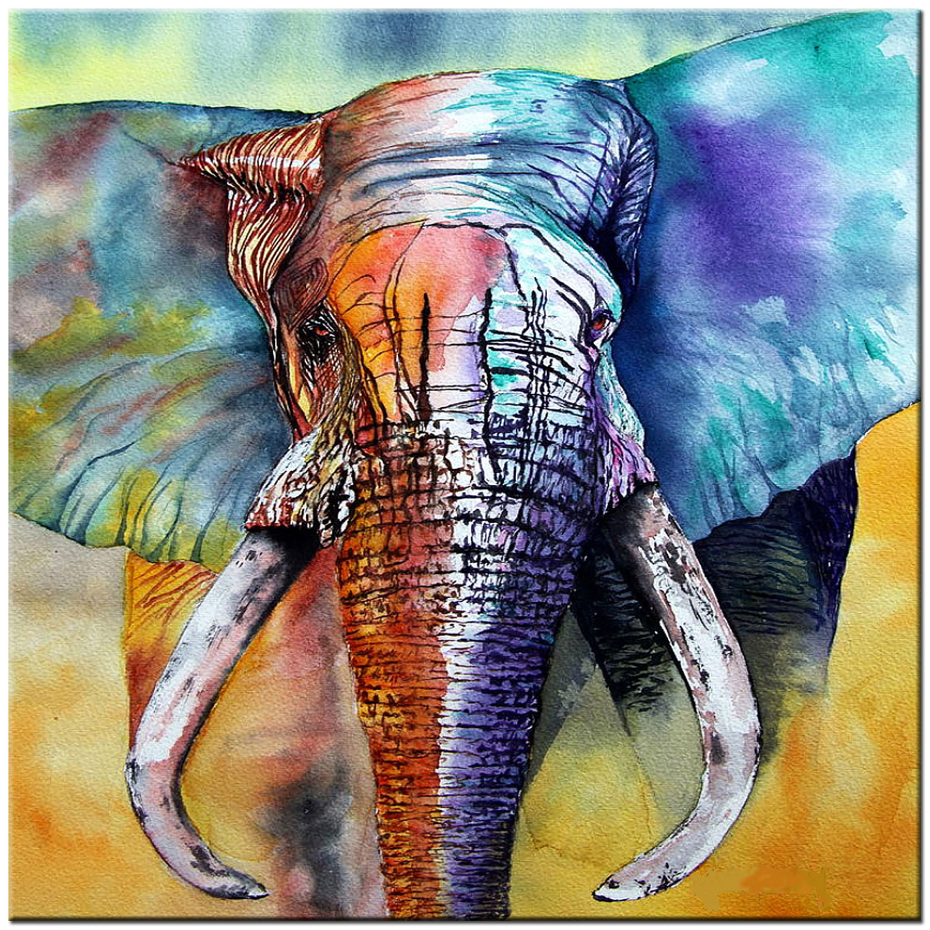 Reuze Olifant modern schilderij