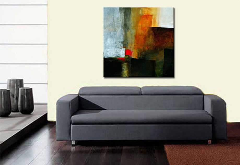 Abstract schilderij The Building 100x100cm - Afbeelding 2