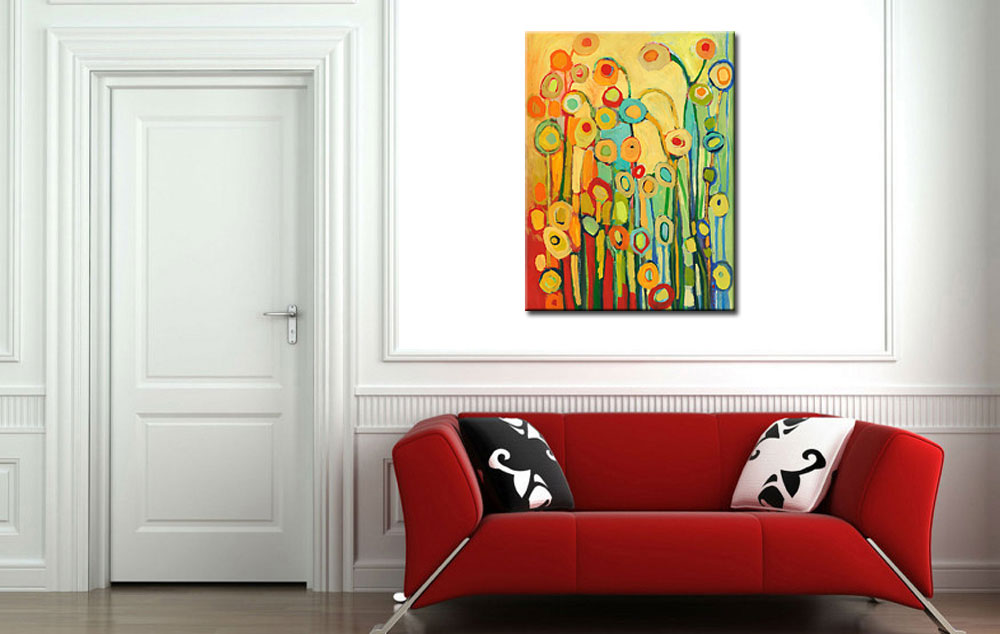 Bloemen schilderij Modern Veld in Kleuren 90x120cm - Afbeelding 3