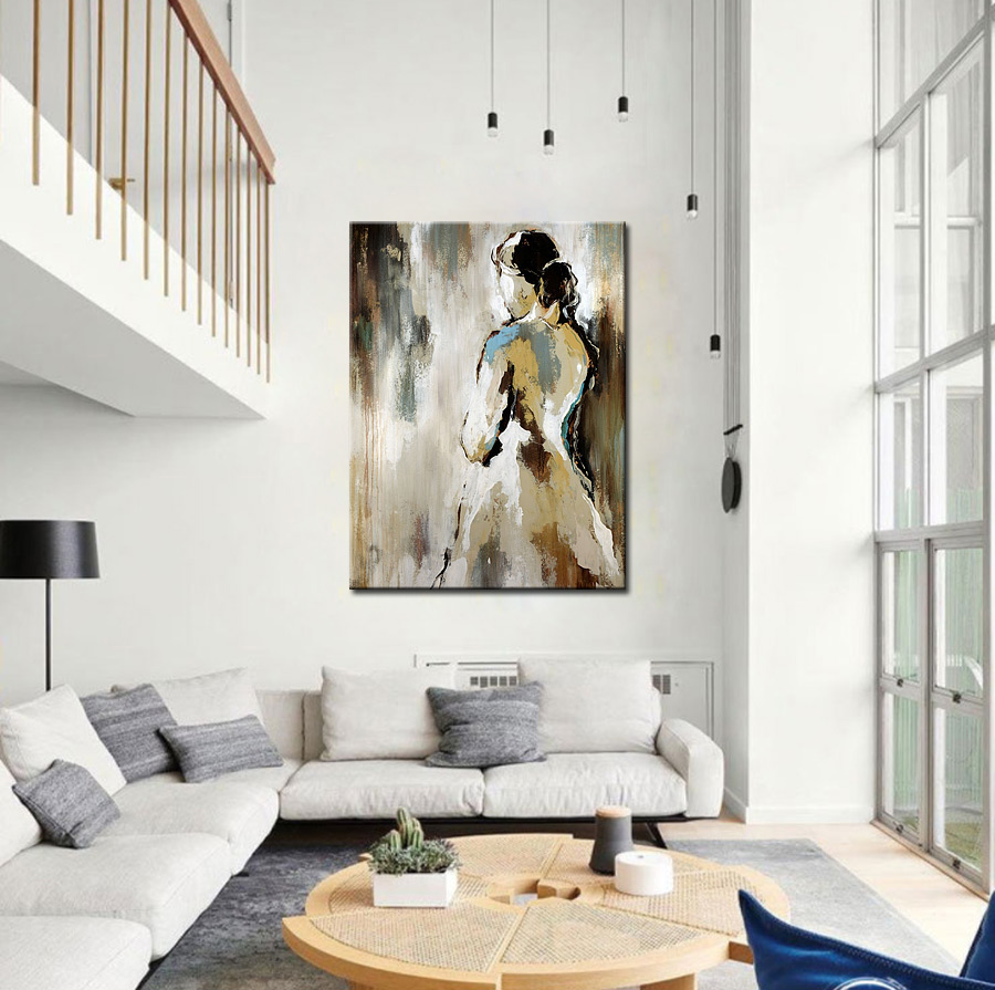 Elegantie in Stilte dame modern schilderij 90x120cm - Afbeelding 2