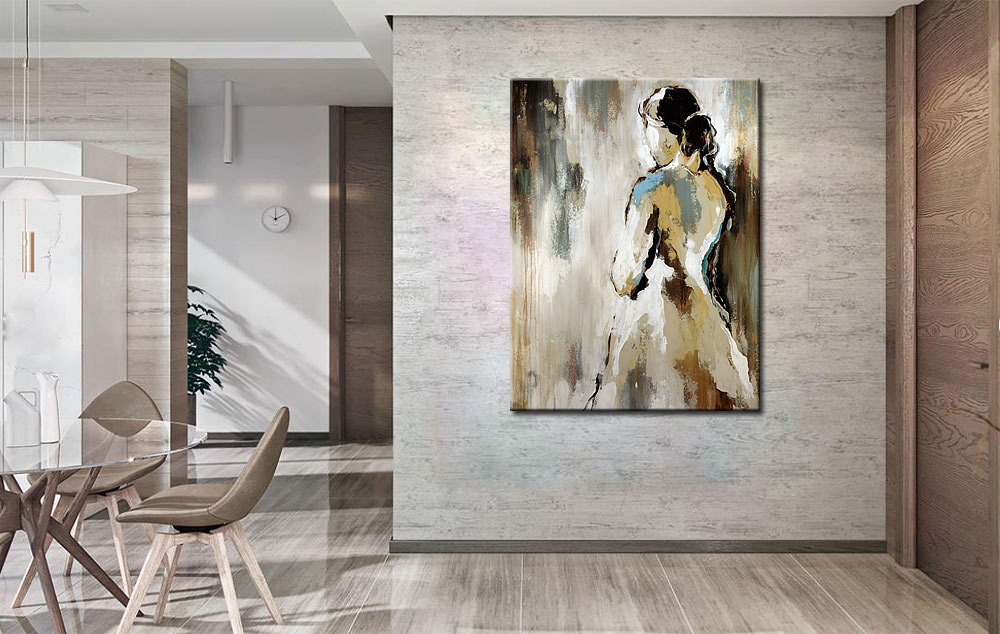 Elegantie in Stilte dame modern schilderij 90x120cm - Afbeelding 4