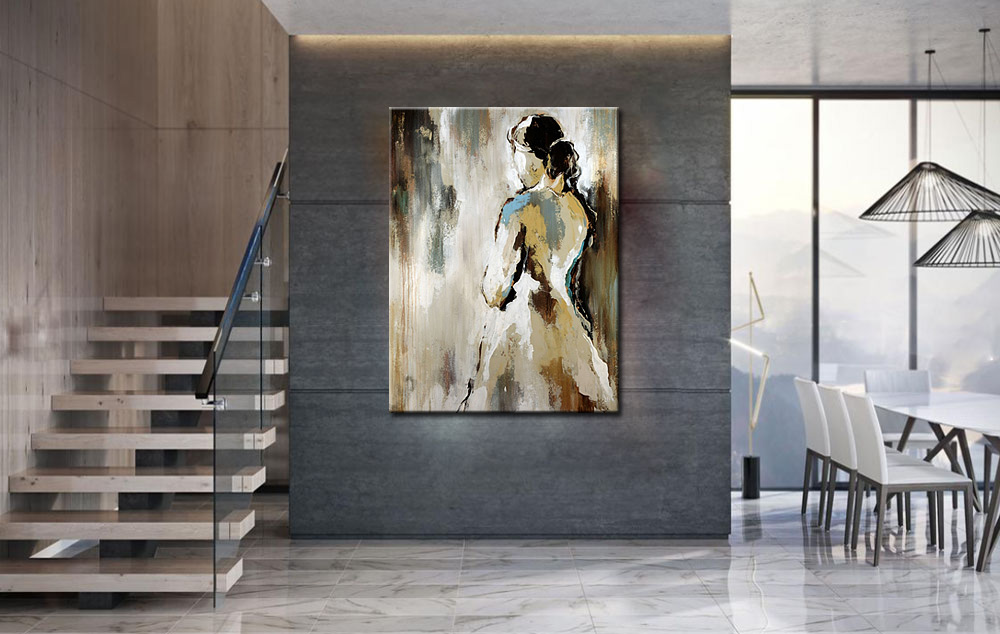 Elegantie in Stilte dame modern schilderij 90x120cm - Afbeelding 3