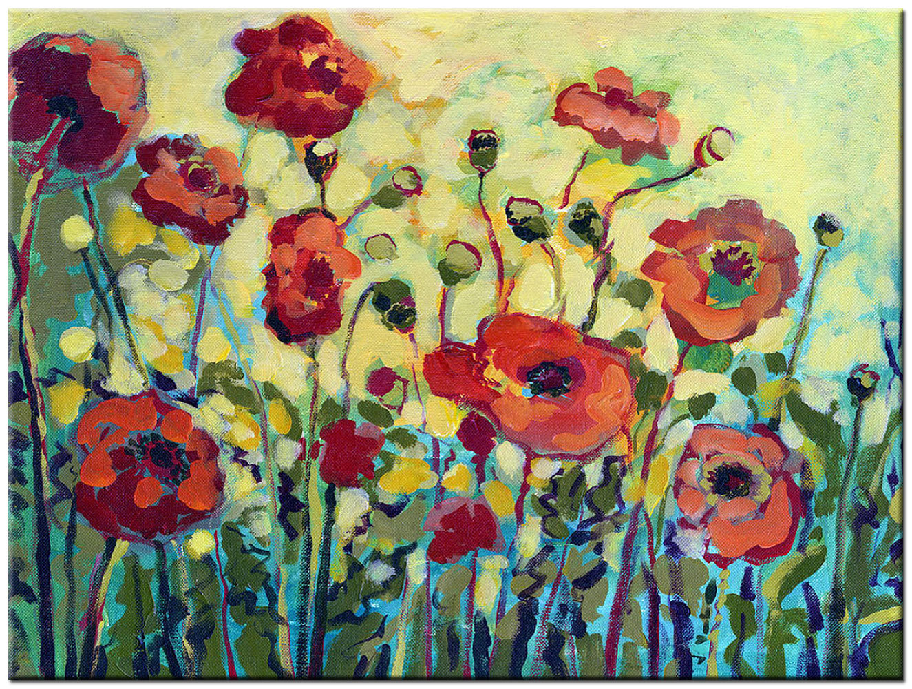 Bloementuin modern schilderij 120x90cm