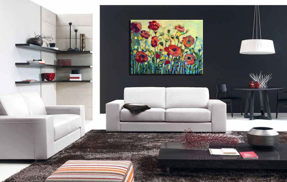 Bloementuin modern schilderij 120x90cm - Afbeelding 4