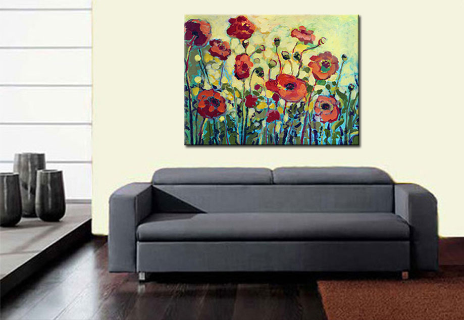 Bloementuin modern schilderij 120x90cm - Afbeelding 2