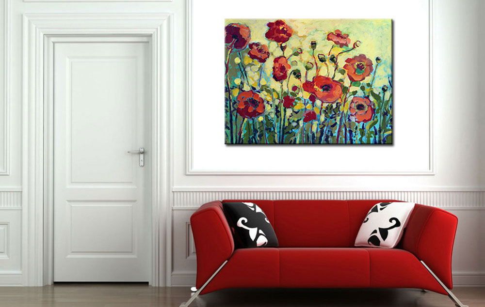 Bloementuin modern schilderij 120x90cm - Afbeelding 3