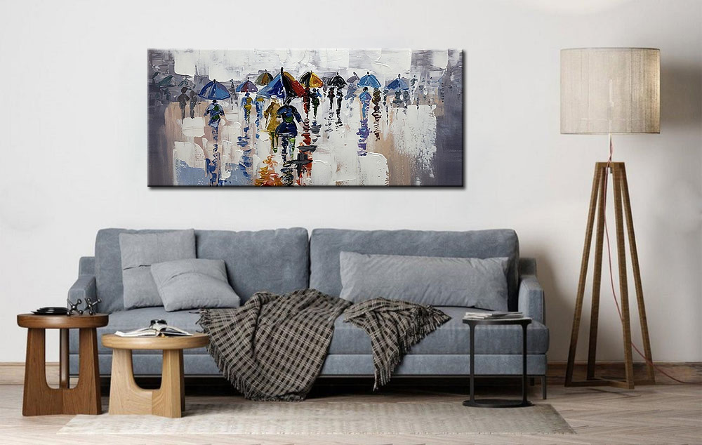 Paraplu Parade modern groot schilderij - Afbeelding 4