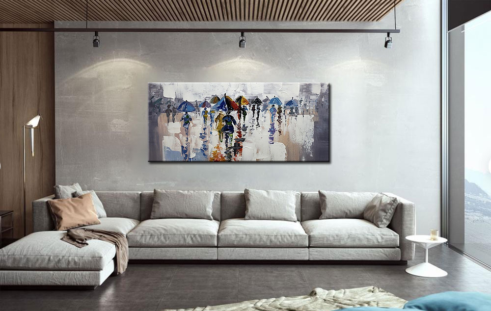 Paraplu Parade modern groot schilderij - Afbeelding 2