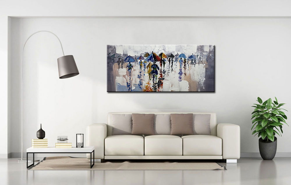 Paraplu Parade modern groot schilderij - Afbeelding 3