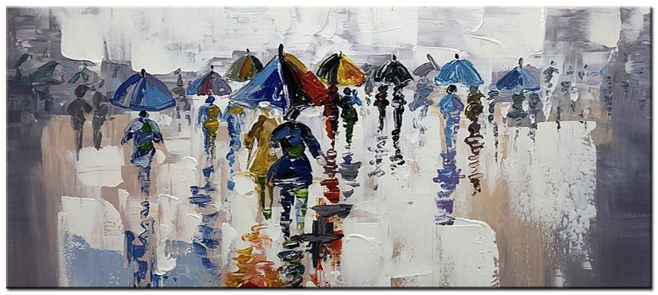 Paraplu Parade modern groot schilderij