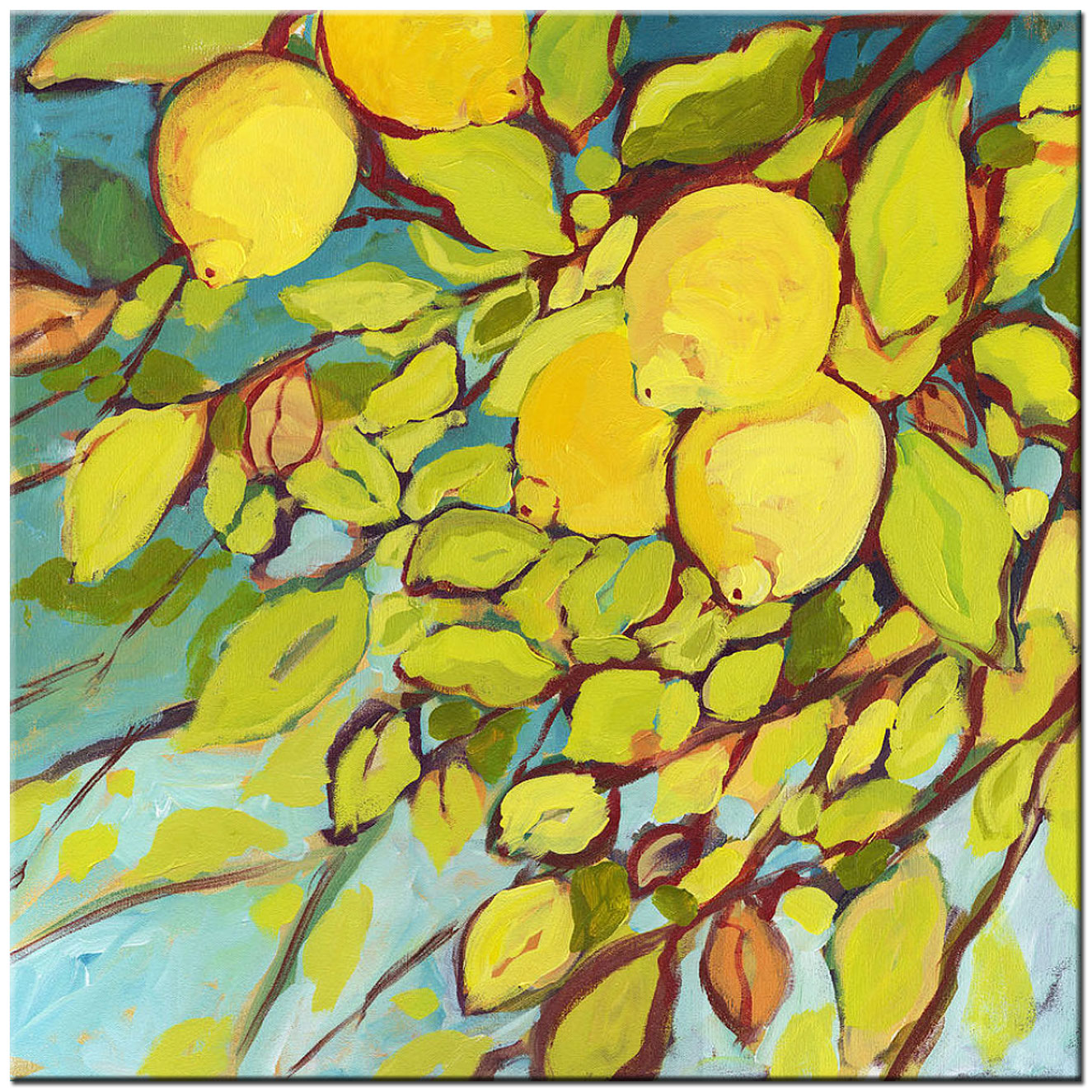 Citroenen modern schilderij 100x100cm