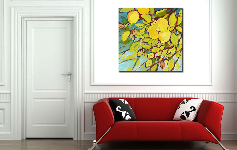 Citroenen modern schilderij 100x100cm - Afbeelding 3