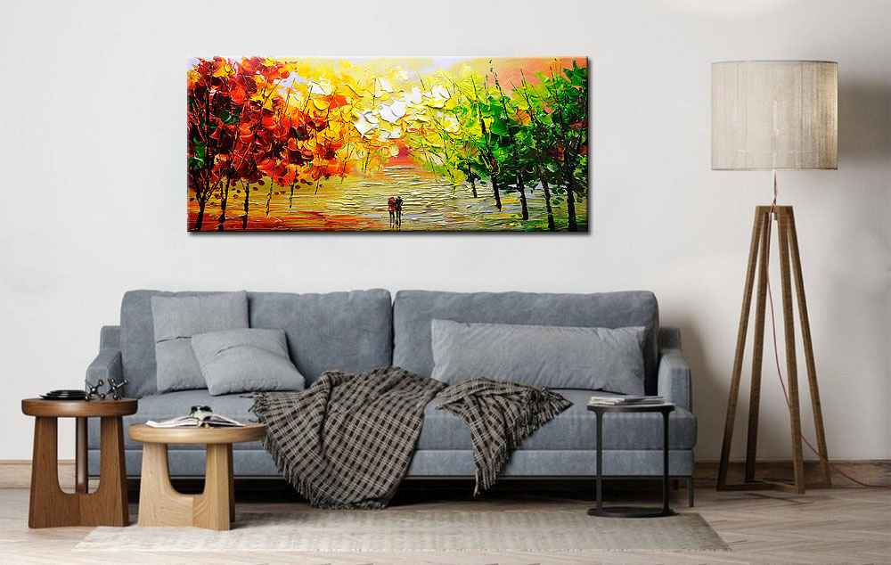 Figuratief schilderij Romantiek in kleur 160x70cm - Afbeelding 4