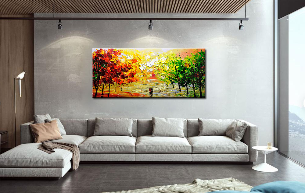 Figuratief schilderij Romantiek in kleur 160x70cm - Afbeelding 3