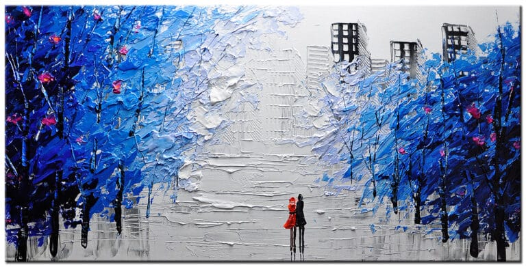 Parkwandeling modern groot schilderij