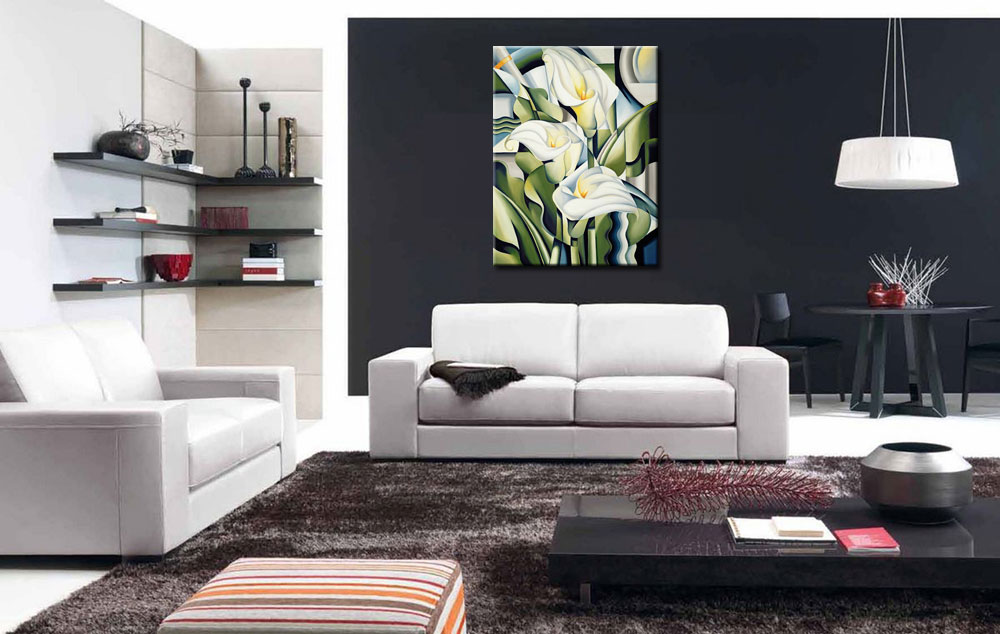 Bloemen schilderij Witte Aronskelken 90x120cm - Afbeelding 3