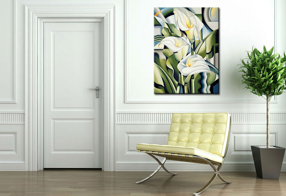 Bloemen schilderij Witte Aronskelken 90x120cm - Afbeelding 2