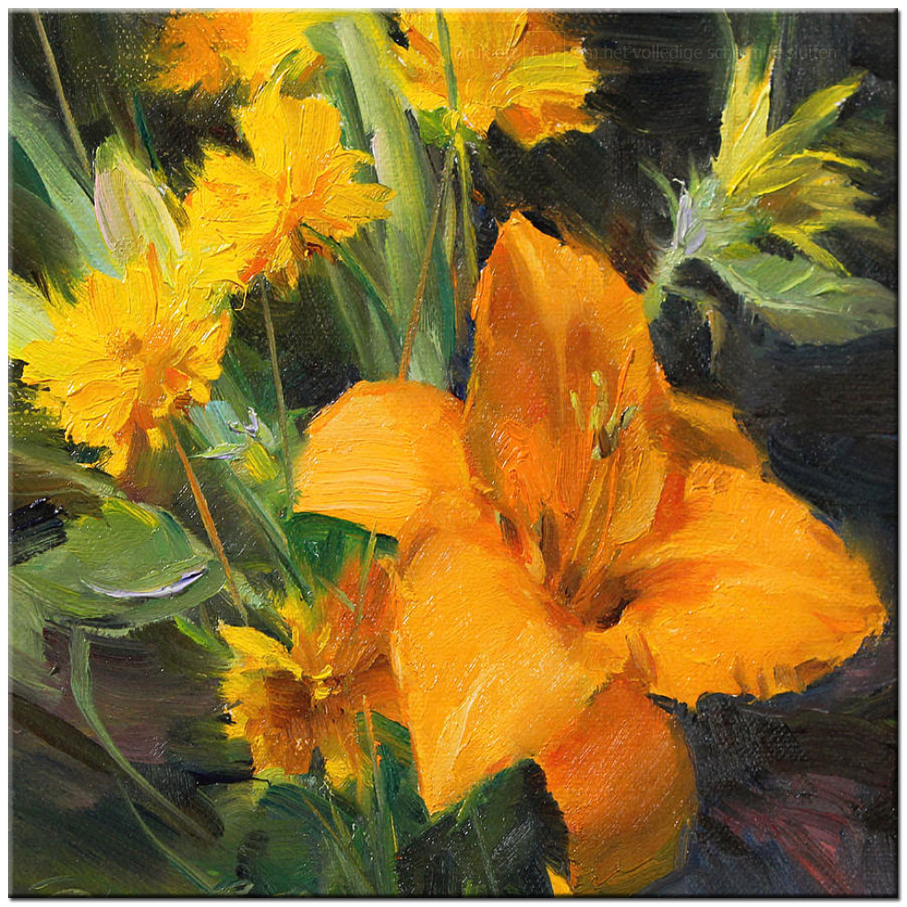 Gele Lelie bloemen schilderij