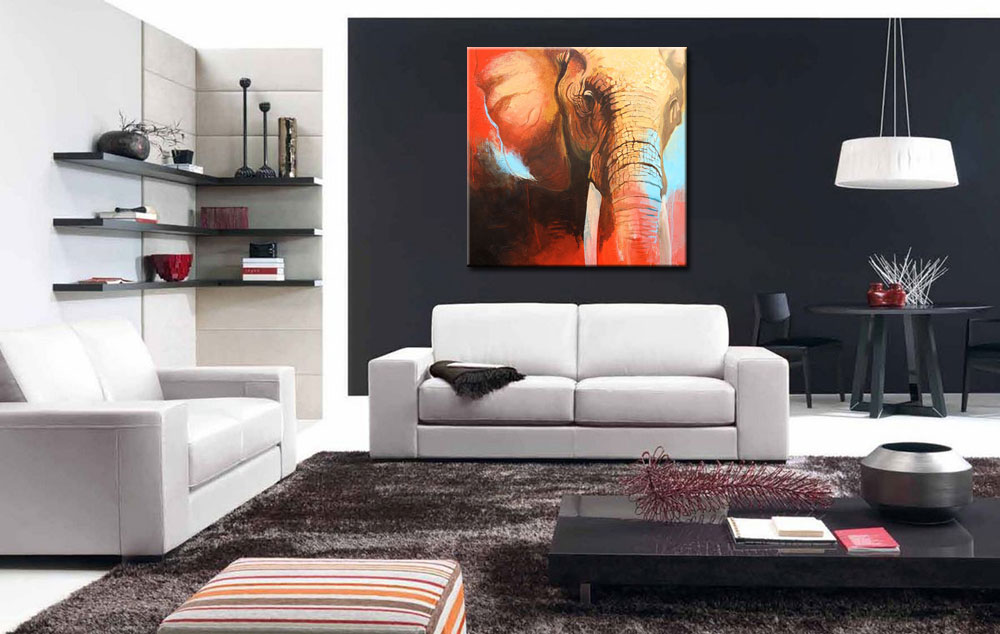 Bruine Olifant modern schilderij - Afbeelding 4