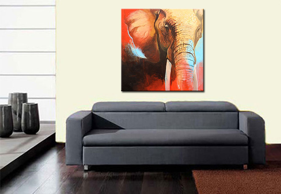 Bruine Olifant modern schilderij - Afbeelding 2