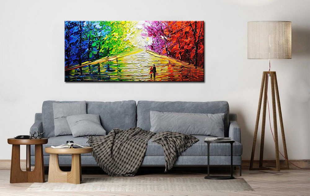 Figuratief schilderij Regenboog Wandeling 160x70cm - Afbeelding 4