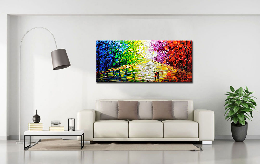 Figuratief schilderij Regenboog Wandeling 160x70cm - Afbeelding 3