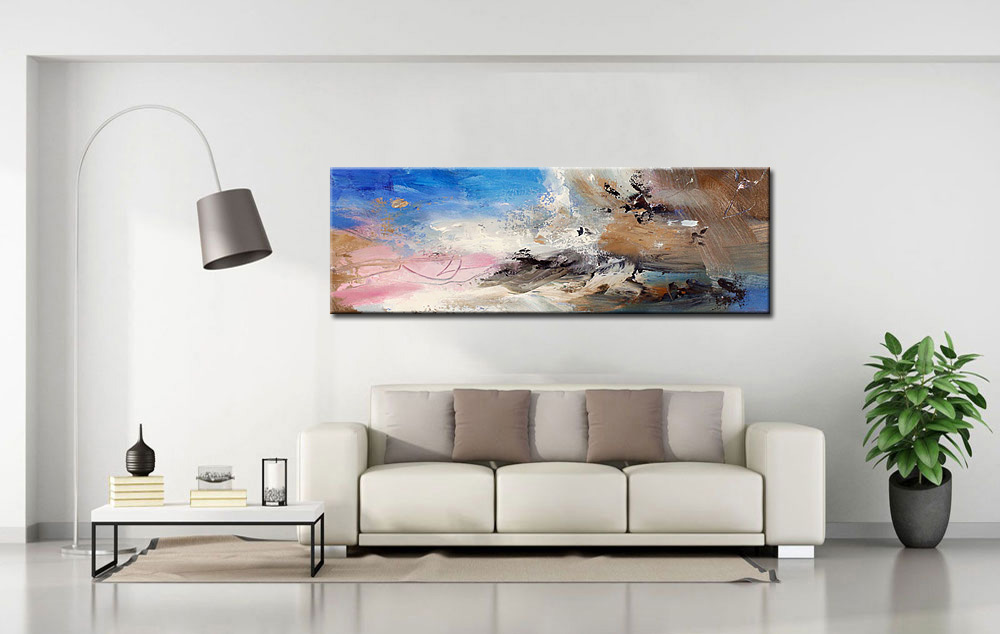 Abstract schilderij Blauwe Droom 180x60cm - Afbeelding 2