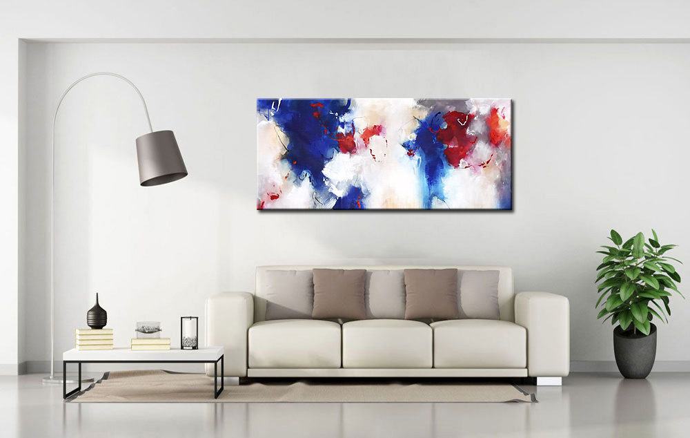 Abstract schilderij Dance of Colors 160x70cm - Afbeelding 3