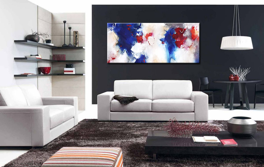 Abstract schilderij Dance of Colors 160x70cm - Afbeelding 2