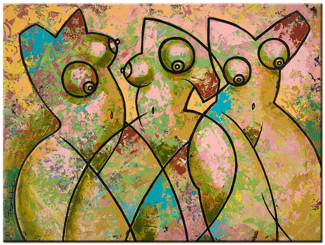 Erotisch schilderij Triple Muse 120x90cm