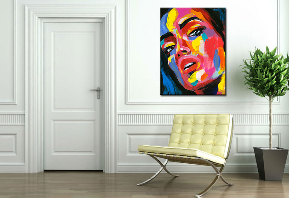 Vrouwen schilderij Kleurrijke Vrouw 90x120cm - Afbeelding 2