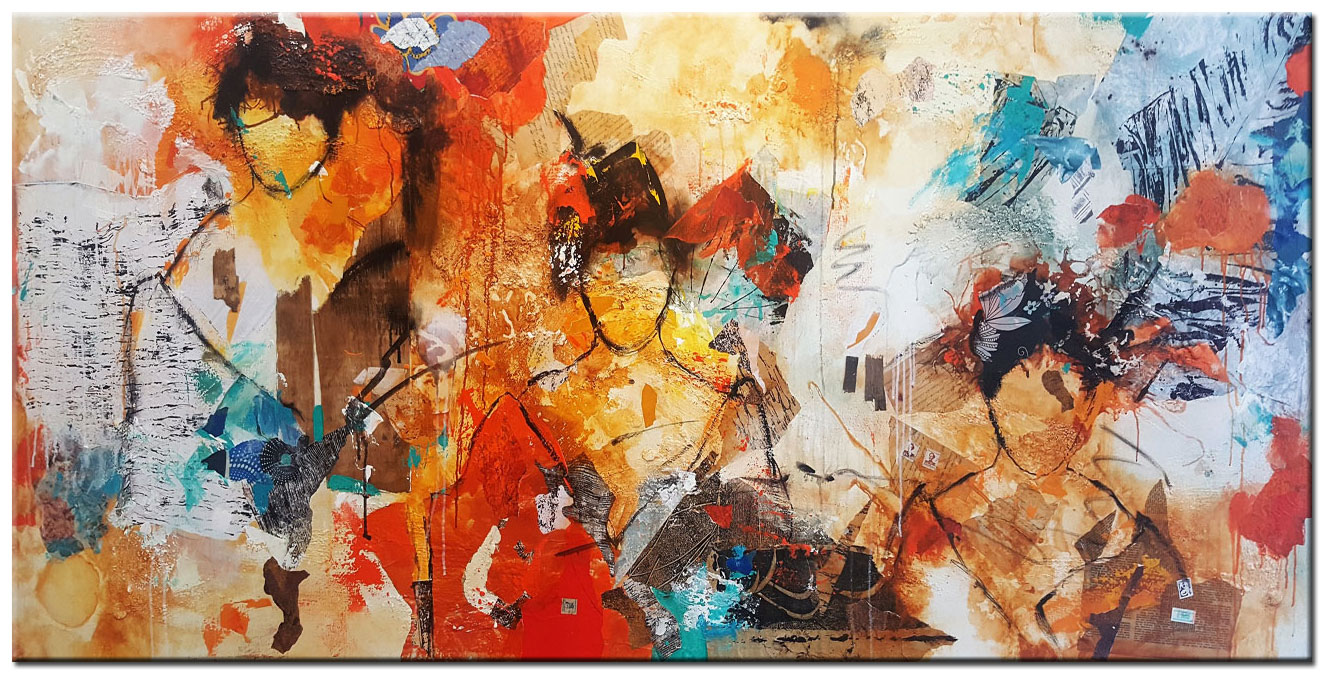 Figuratief schilderij Abstracte gezichten 180x90cm