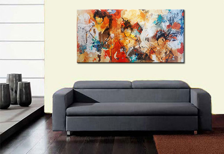 Figuratief schilderij Abstracte gezichten 180x90cm - Afbeelding 2