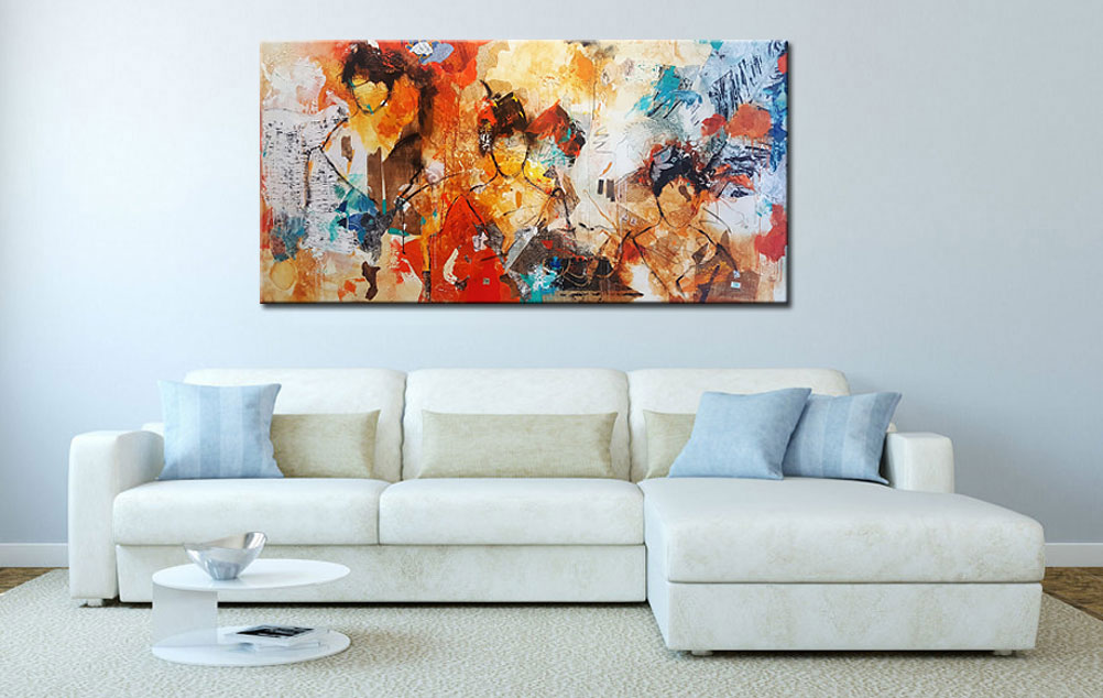 Figuratief schilderij Abstracte gezichten 180x90cm - Afbeelding 3