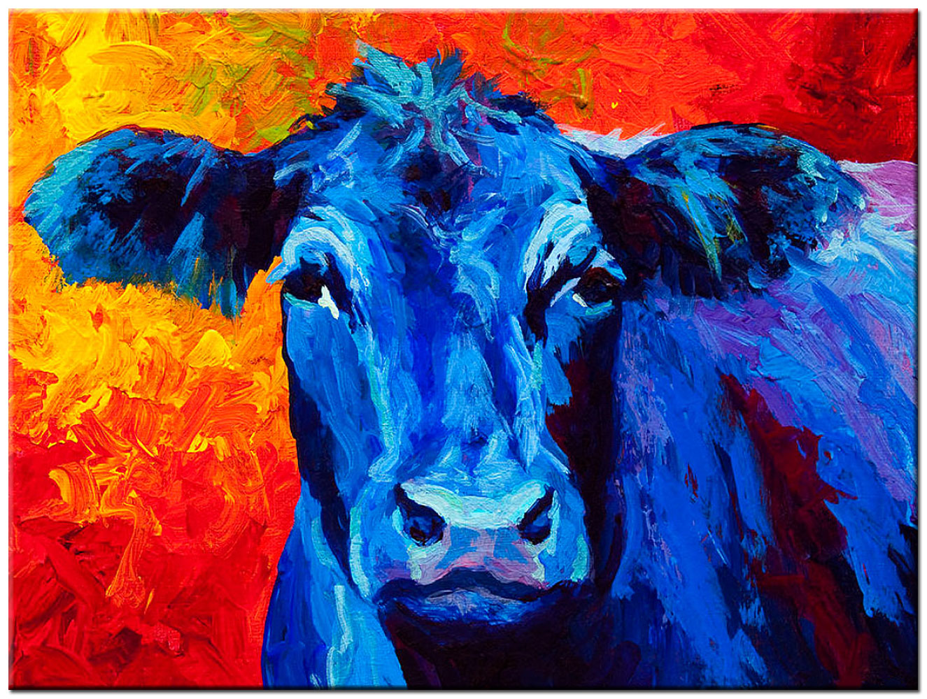 Blauwe Koe modern schilderij 120x90cm