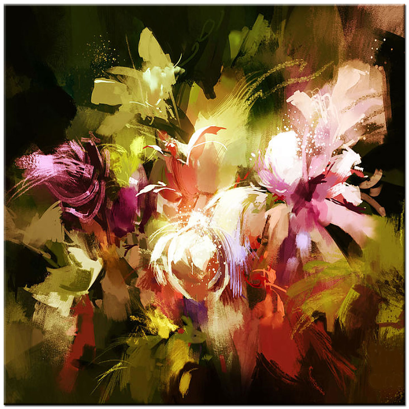 Bloemen schilderij Kleurrijke Abstractie