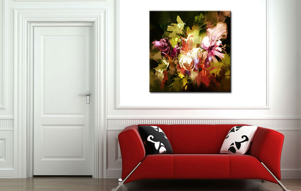 Bloemen schilderij Kleurrijke Abstractie - Afbeelding 3