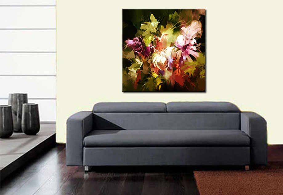 Bloemen schilderij Kleurrijke Abstractie - Afbeelding 2