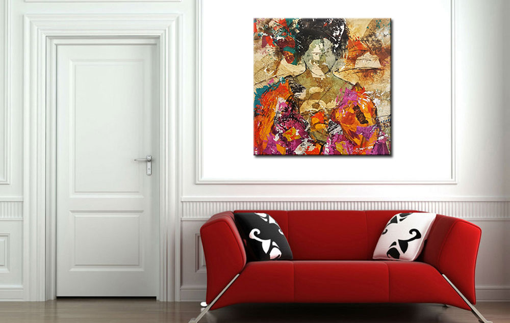 Posing Lady modern schilderij 100x100cm - Afbeelding 4